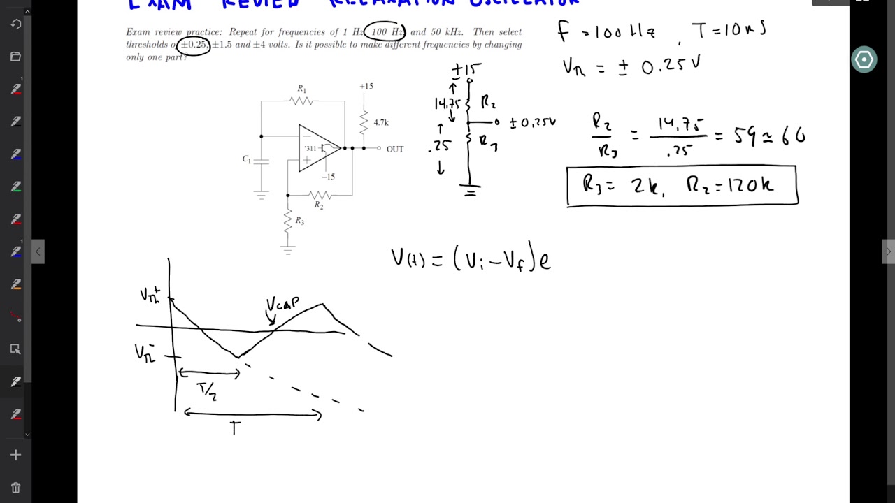 Exam 2 Review: Relaxation oscillator design