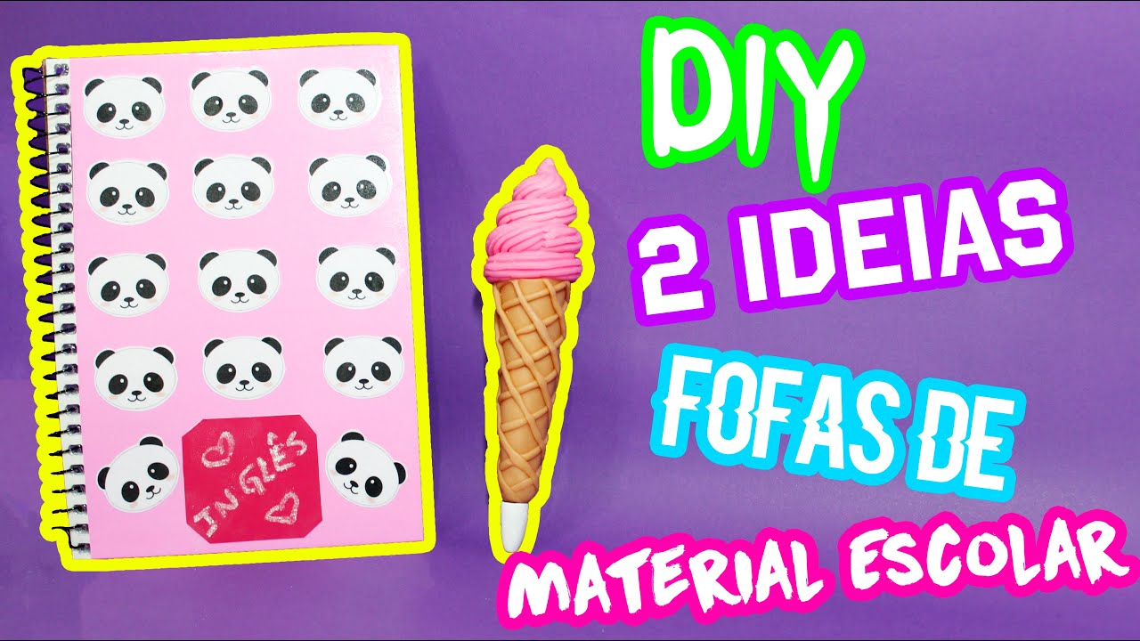 DIY - CADERNO DE PANDA E CANETA DE SORVETE - Volta as Aulas