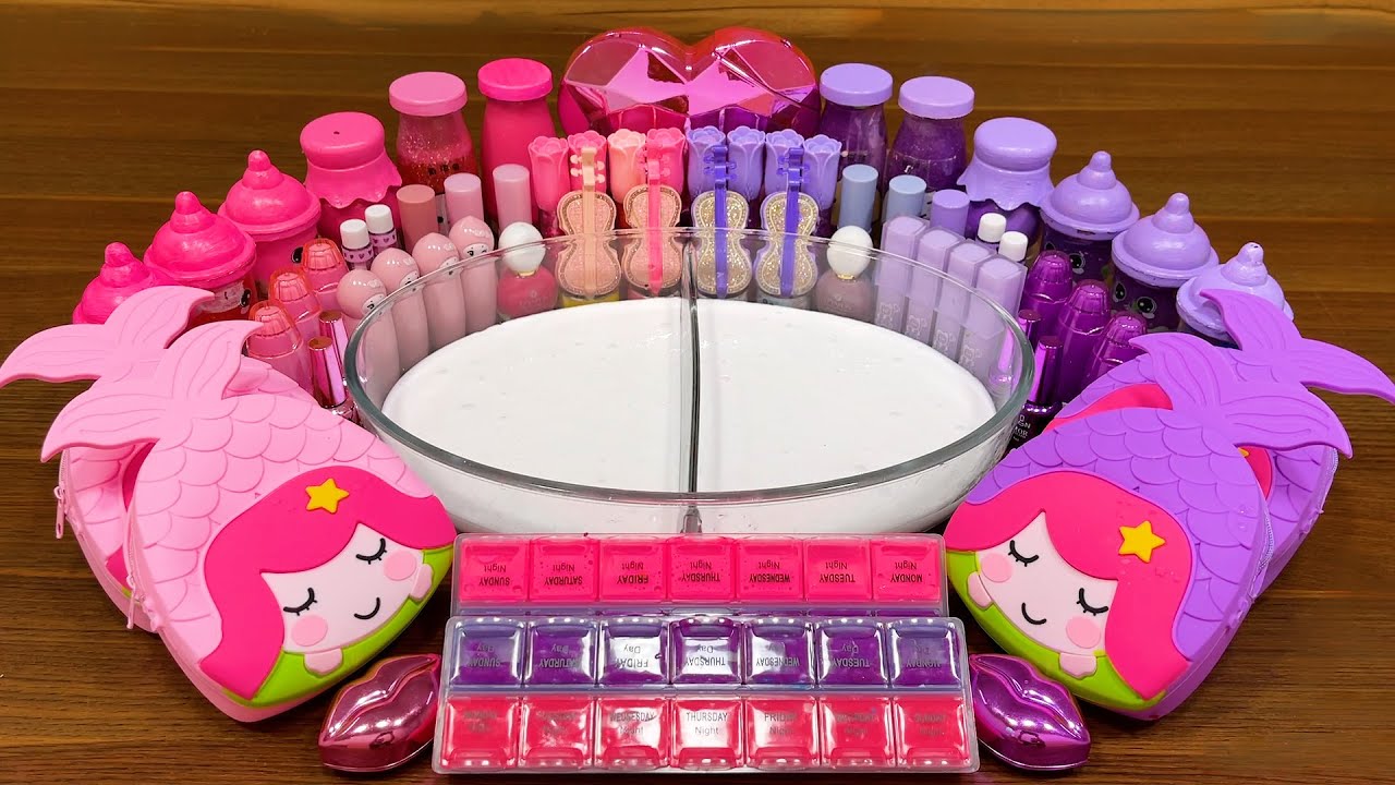 PINK vs PURPLE MERMAID!!! Mixing random into GLOSSY slime !!! 272 Satisfying Video!!!