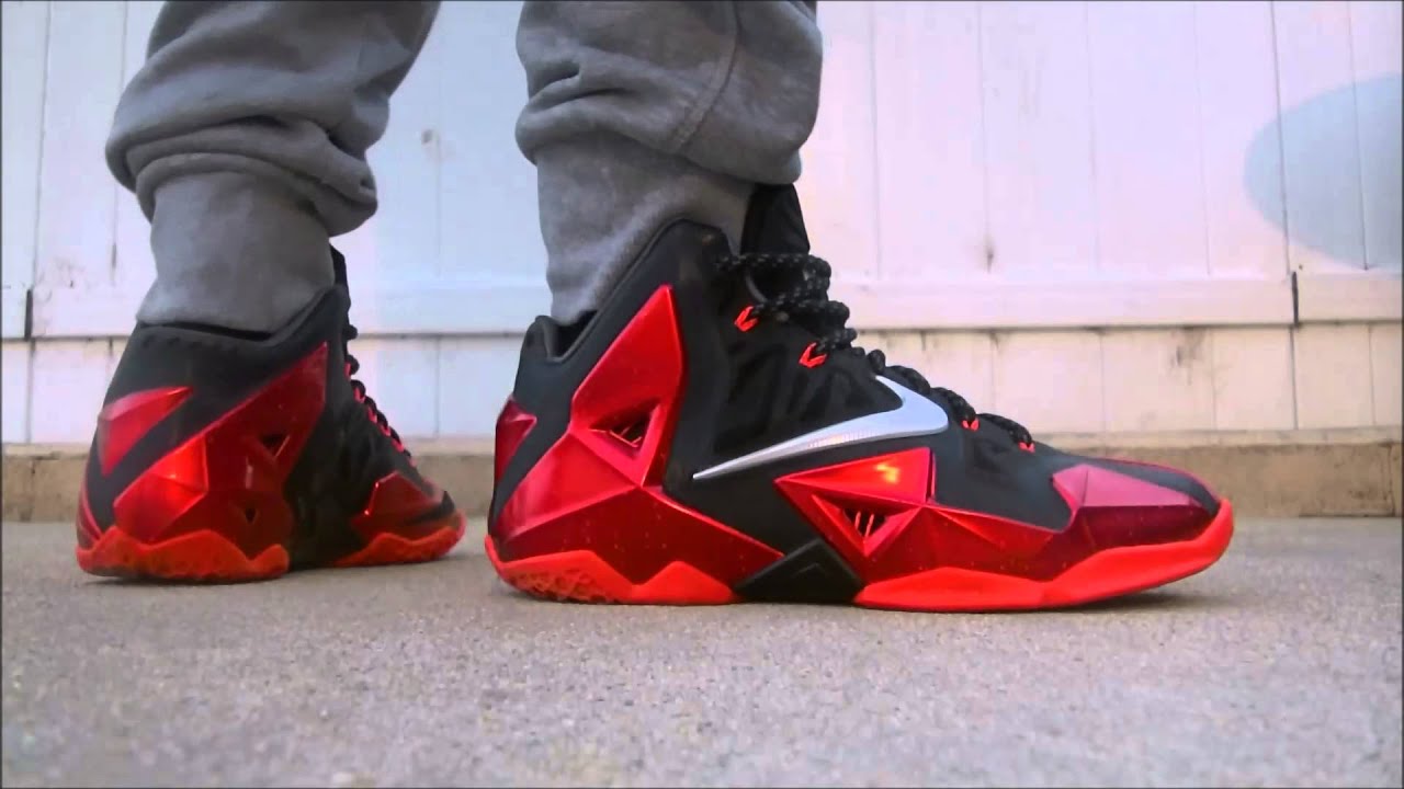 Lebron 11 Miami Heat Away (bred) on feet / foot