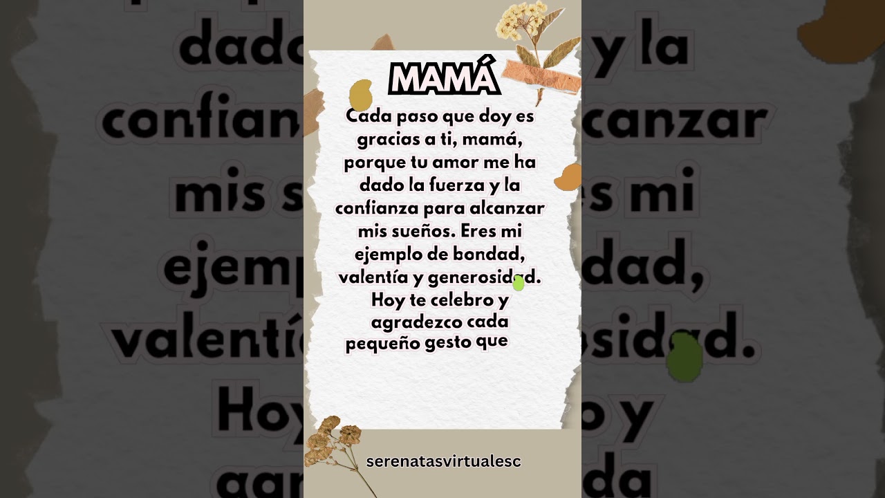Feliz d&iacute;a de la madre ❤️ Carta para dedicar a mam&aacute; 💞 Comparte este mensaje por Whatsapp