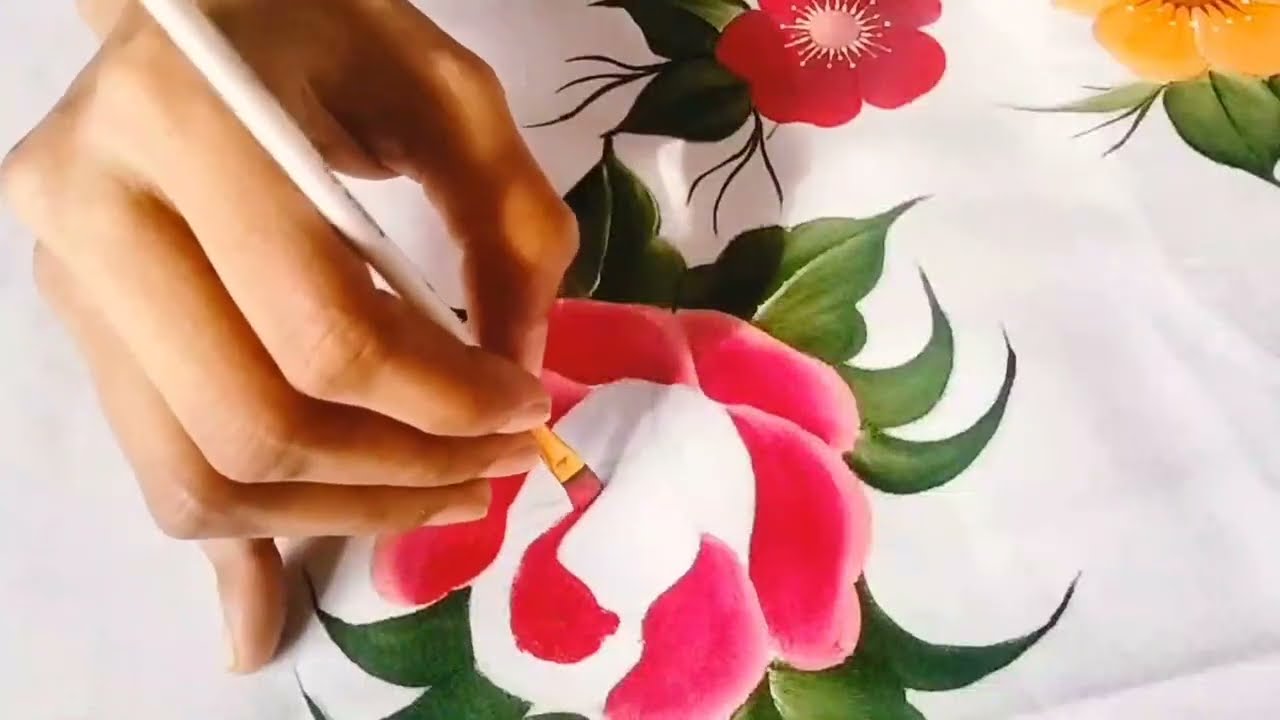 Hand Painted Bedsheet Design Live | Easy Painting Tutorial