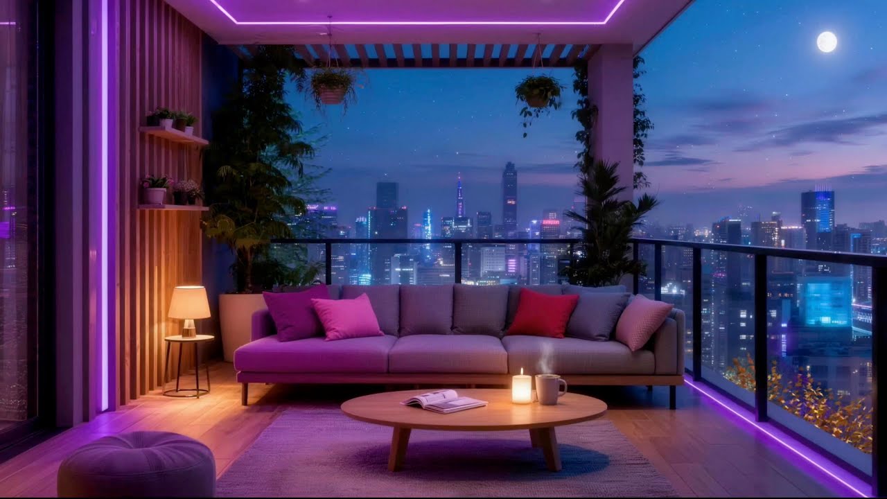 Late Night Balcony Vibes 🌙  Chill Lofi Beats to Relax | 4K