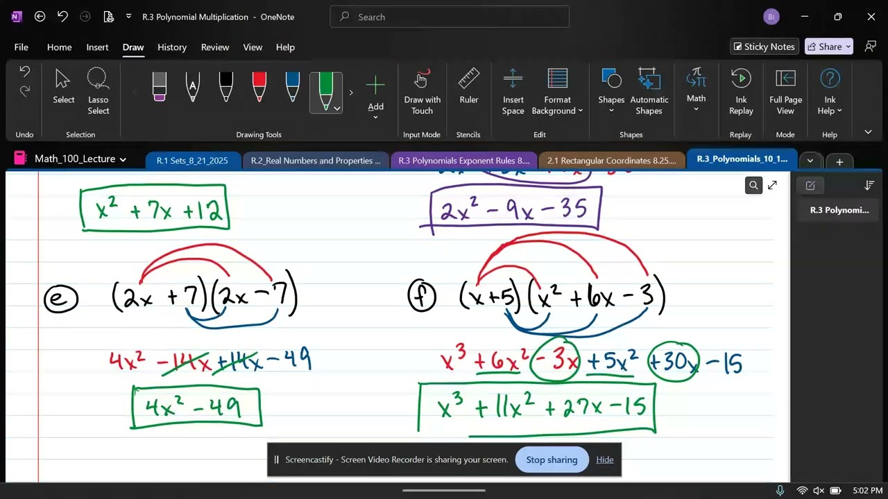 Math 100_F2025---R.3 Multiplying Polynomials_R.4 Factoring Polynomials