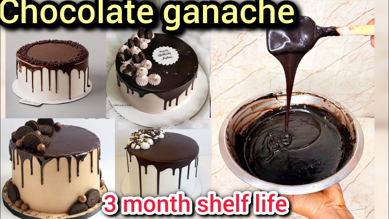 Parfect glossy chocolate ganache recipe for cakes | long lasting & shiny | 3 months shelf life 🍫