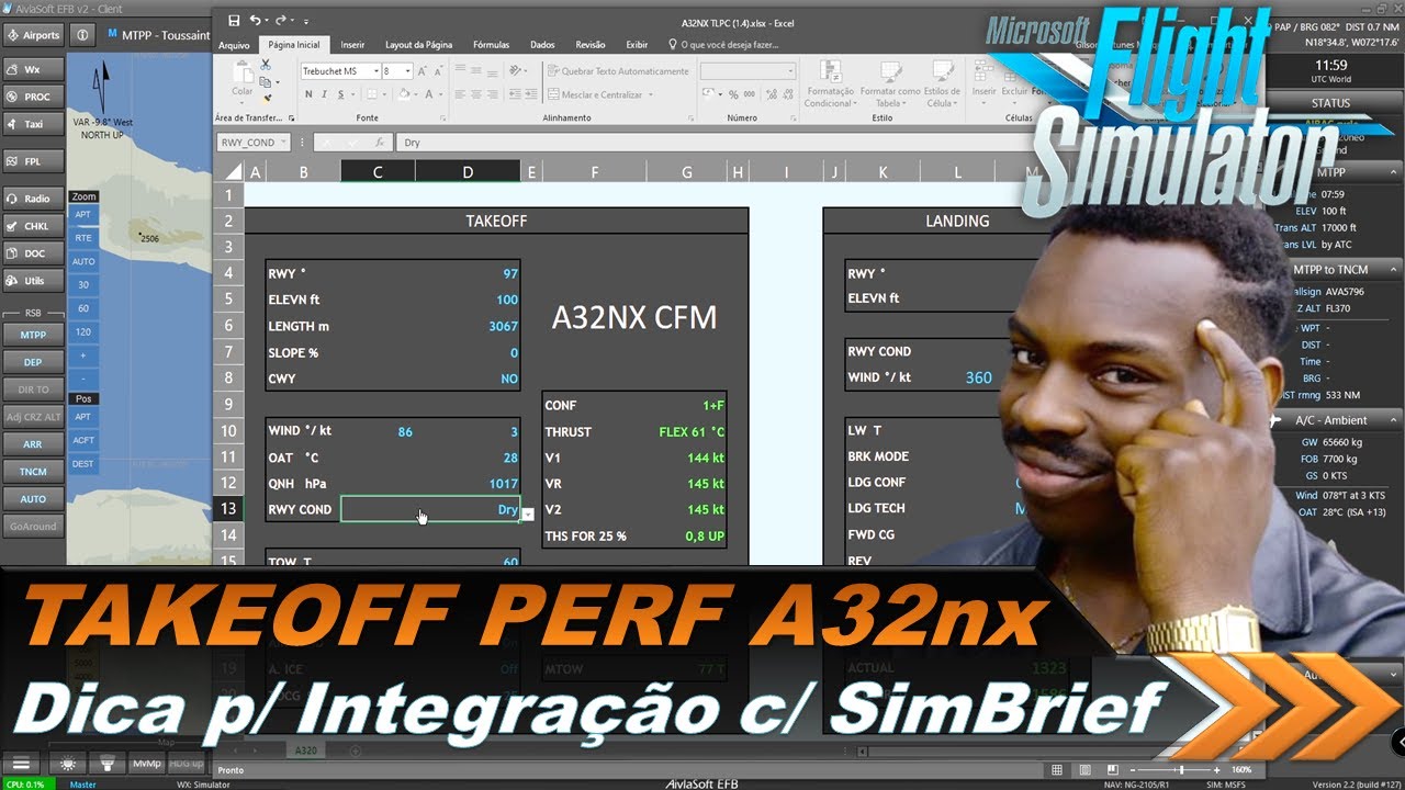 Airbus A32nx - TAKEOFF PERF / Dica ao importar a rota do SIMBRIEF - EP125
