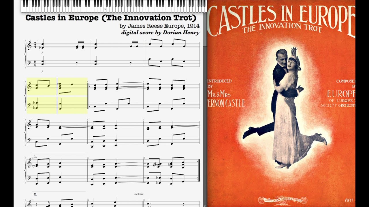 Castles in Europe by Jim Europe (1914, One Step piano)