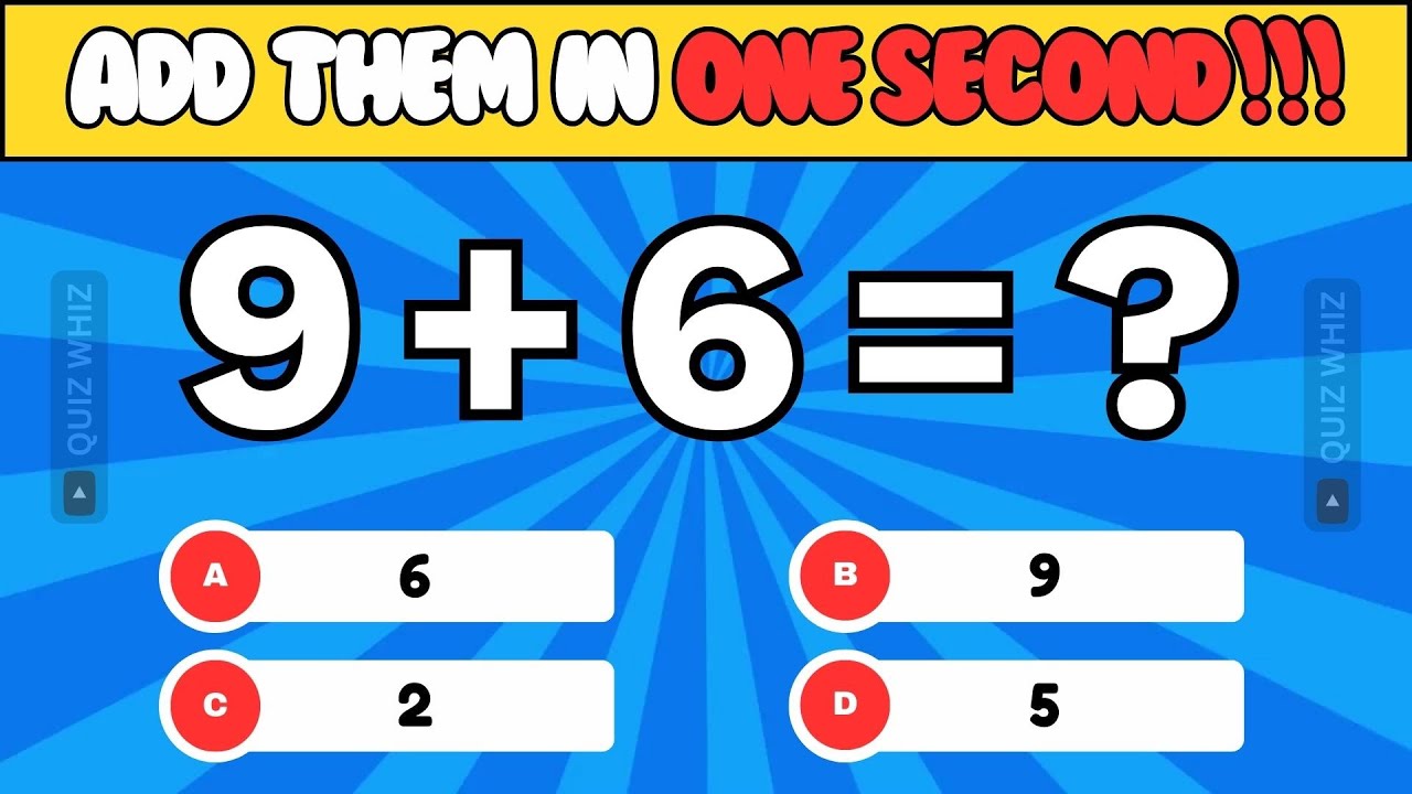 Only 1 Second to Answer! 100 Fast Addition Questions | Episode 5