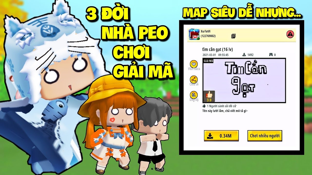 MEOWPEO BA ĐỜI CHƠI GIẢI MÃ*THỬ THÁCH GÁNH TA WIN VÀ NAOBI TRONG GIẢI MÃ SIÊU DỄ MINI WORLD