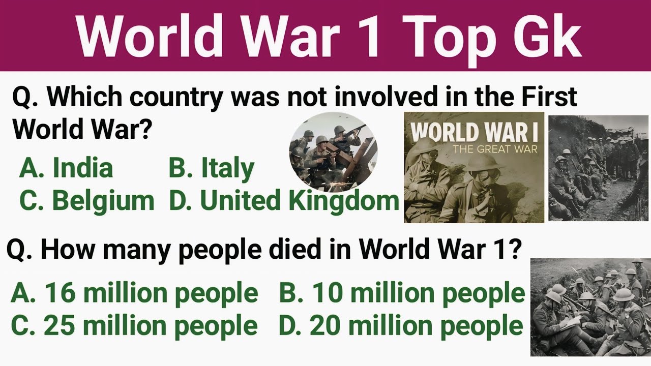 World War 1 GK || World War 1 GK Questions And Answers in English || World History || @Gk Special