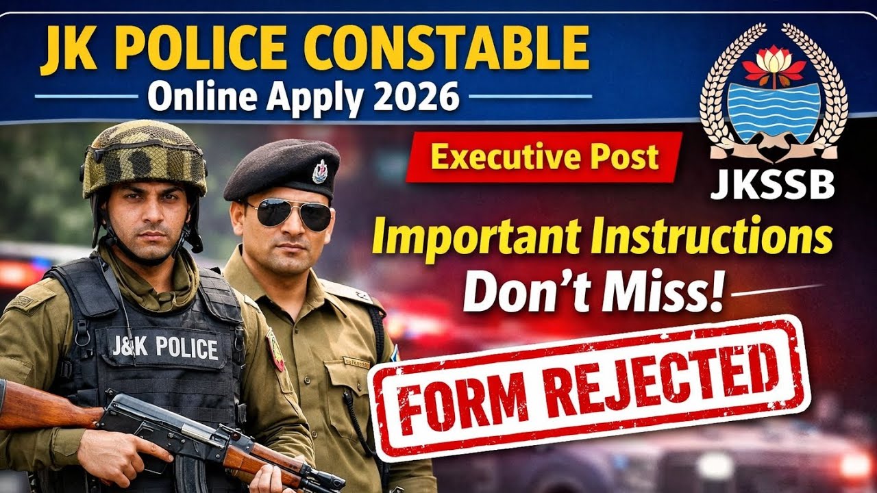 JK Police Constable Online Form 2026 Kaise Bhare : How To Fill JK Police Constable Form 2025 Apply 