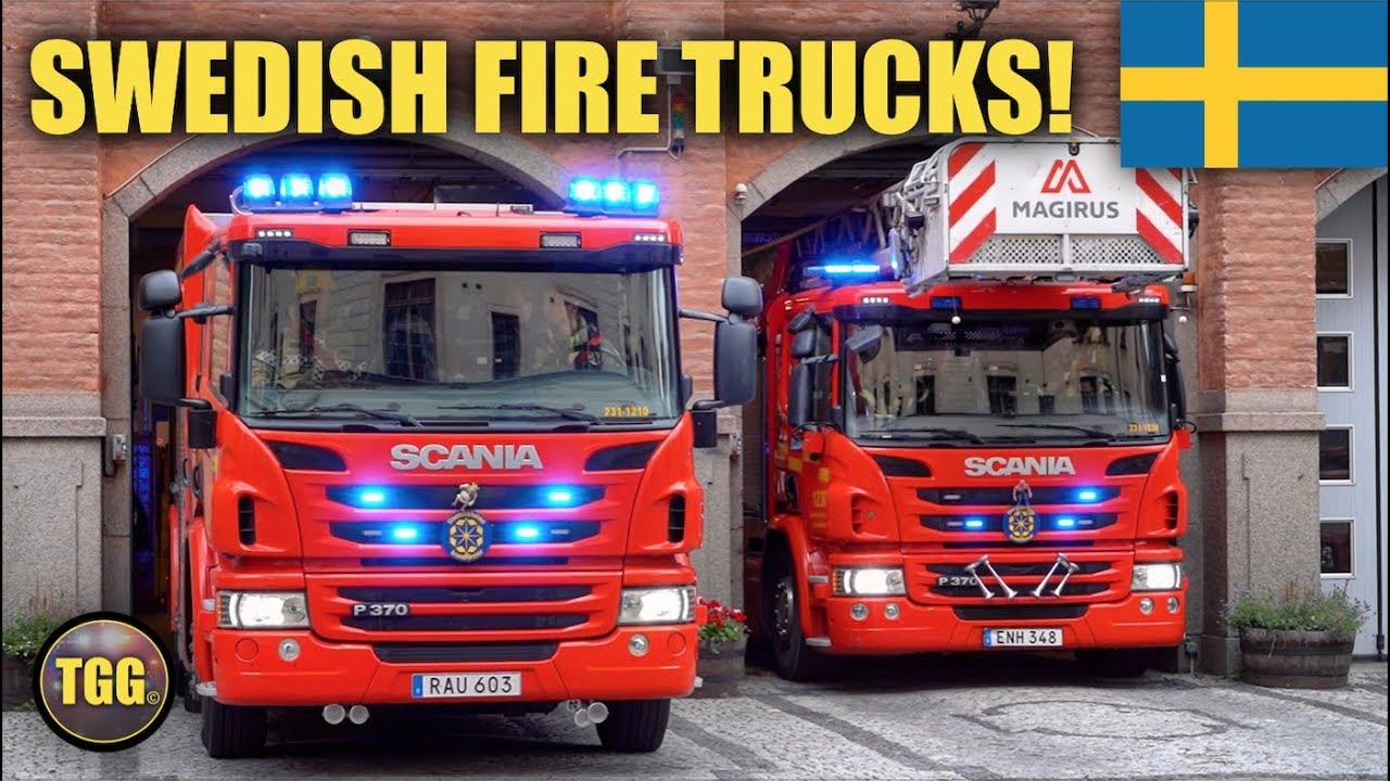 [Stockholm] Fire Engine, Ladder & Utility Car Responding | Östermalm Fire Station
