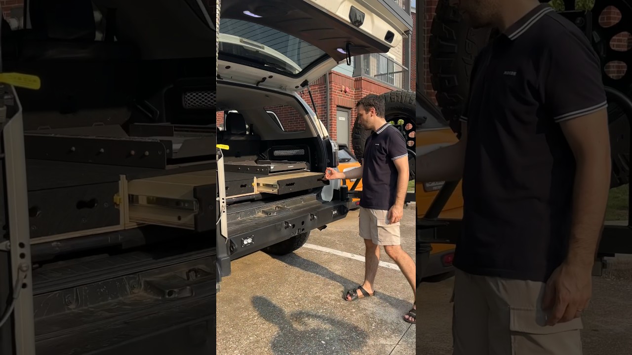 A special version of our #Camping System for the Toyota #4Runner 5th Gen with 2nd row with a tray.