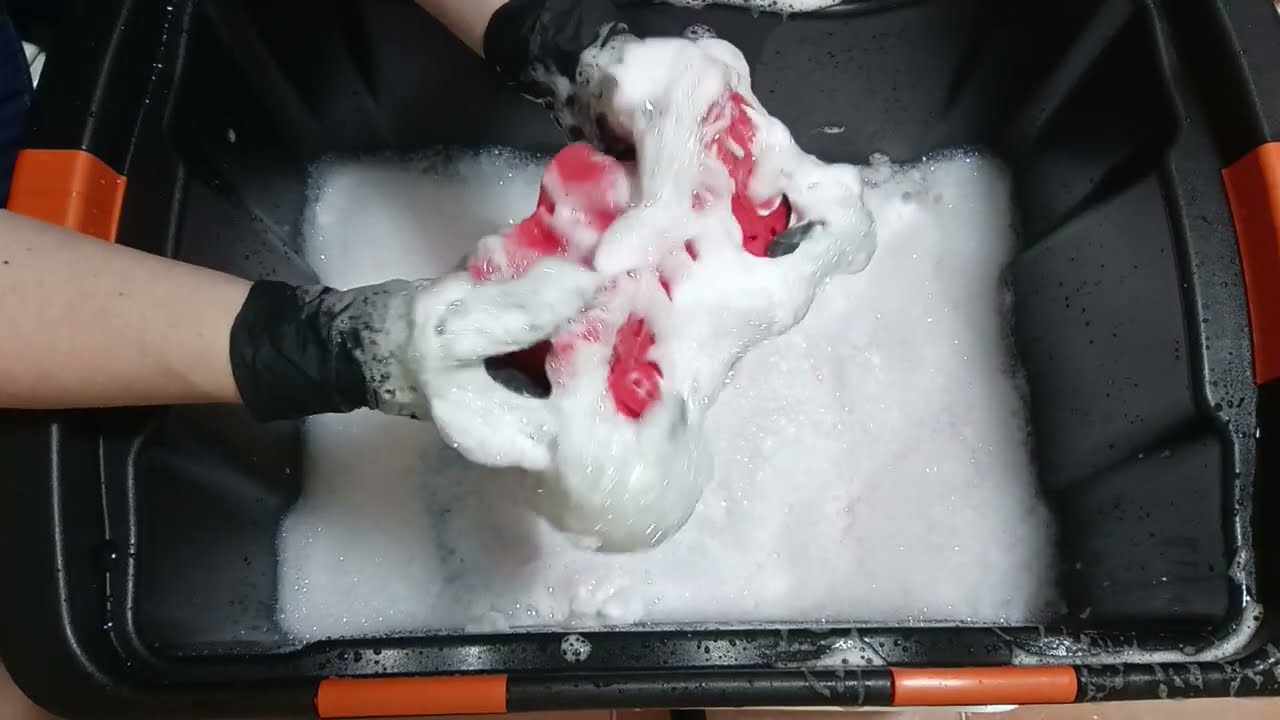 ASMR LOTS OF FOAM | Washing Big Red, Blue & Pink Sponges 🔴🔵🌸