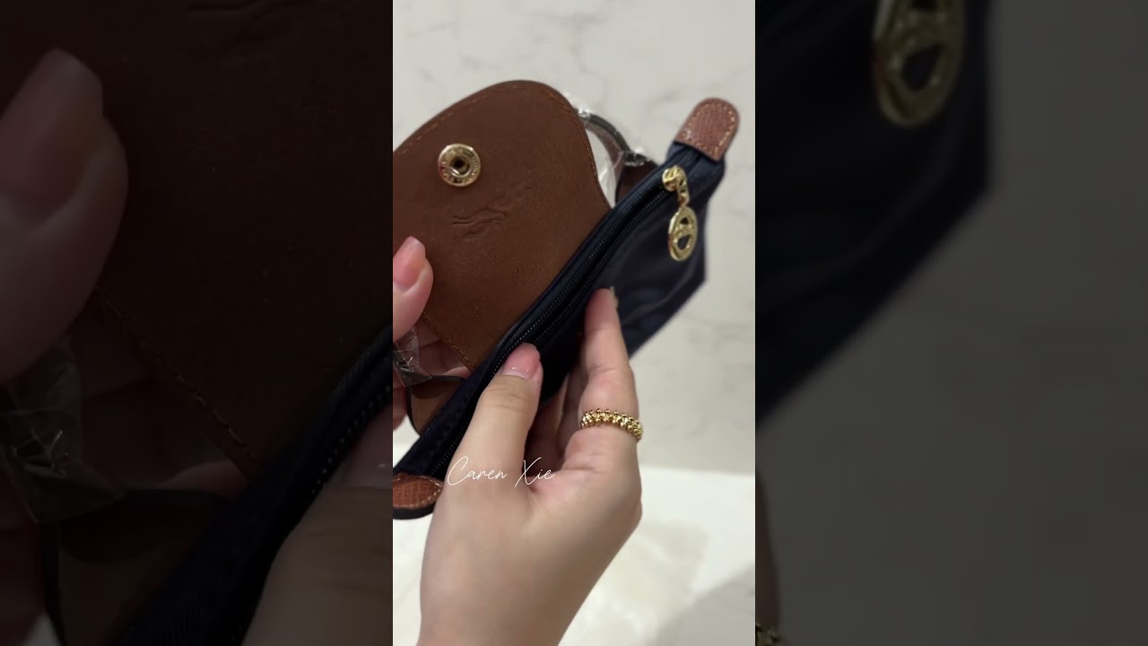Longchamp mini pouch including strap Navy Blue #longchamps #unboxing #longchamp