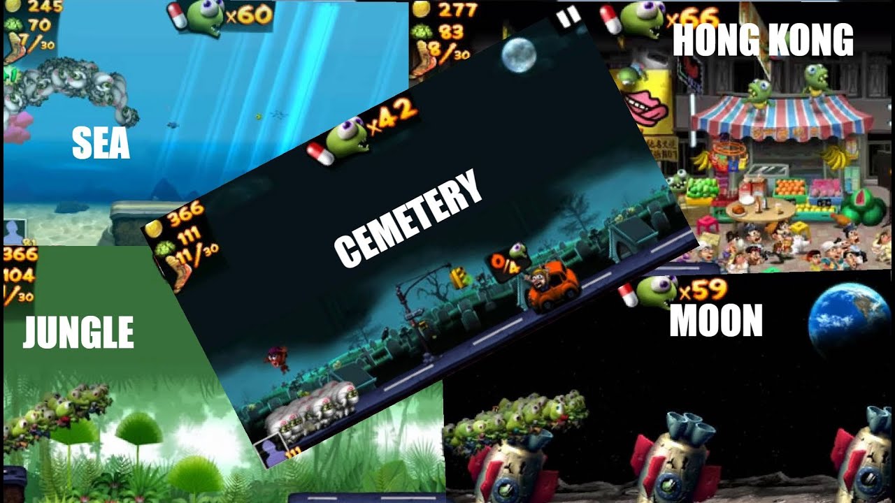 Zombie Tsunami: All Backgrounds In 1 Run Included Jungle Moon Cemetery Hong Kong And The Sea
