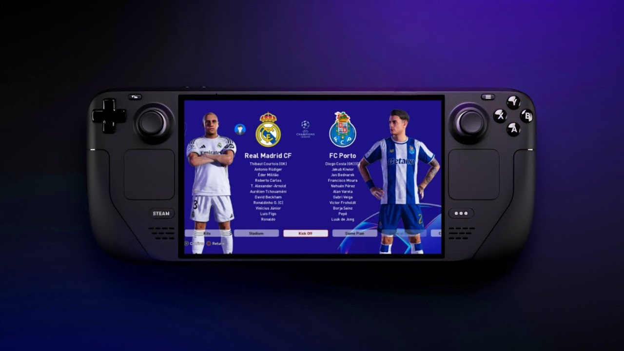 Football Life 2026 update V1.4 on Steam Deck|  High Graphics. R.Carlos, Ronaldinho 