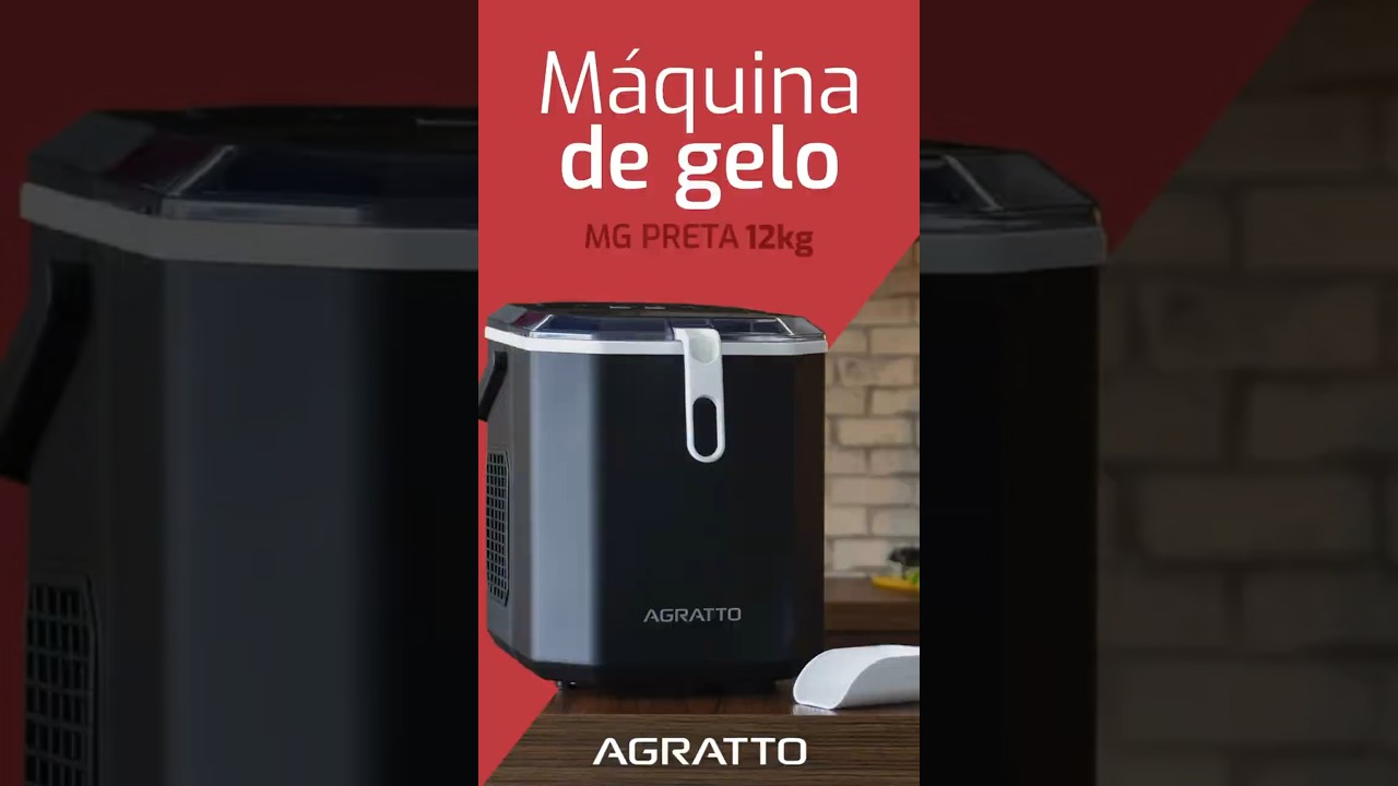 Máquina de gelo MG preta 12KG - Agratto