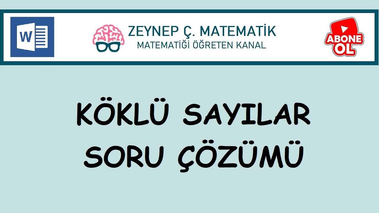 SINAV KAZANDIRAN SORULAR -KÖKLÜ SAYILAR SORU ÇÖZÜMÜ-KPSS,TYT,ALES,DGS