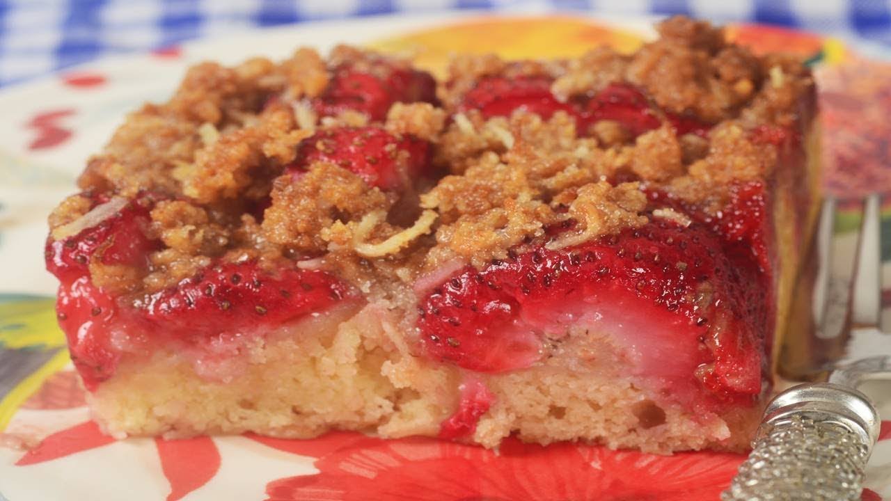 Strawberry Streusel Cake Recipe Demonstration - Joyofbaking.com