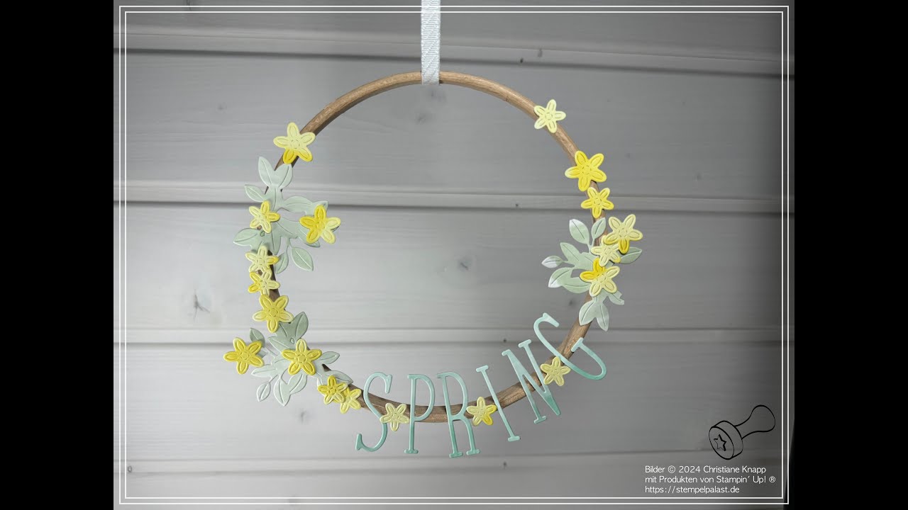Frühling als Fensterdeko im Stickrahmen basteln