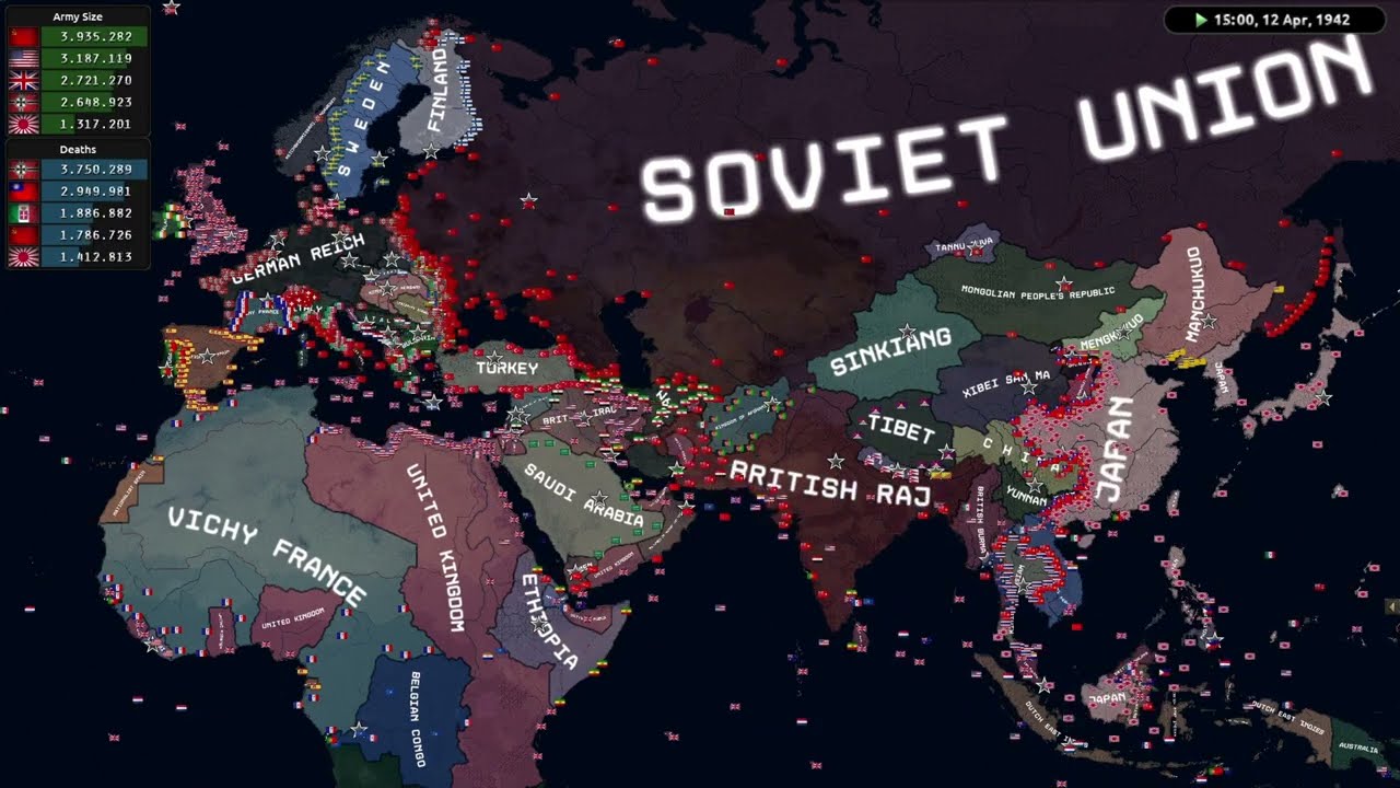 USSR & USA Get Massive Buffs, Destroy Nazi Germany, Then Fight for World Domination | HOI4 Timelapse
