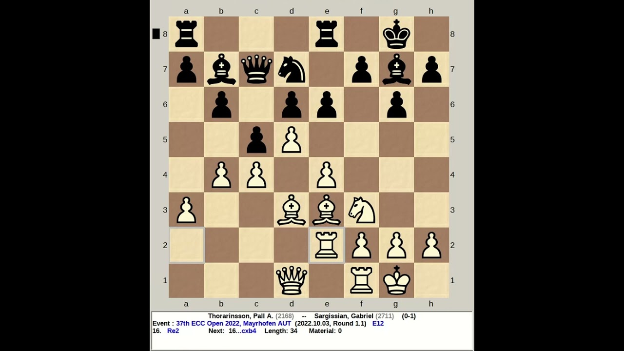 Thorarinsson, Pall A  vs Sargissian, Gabriel | 37th ECC Chess Open 2022, Mayrhofen Austria