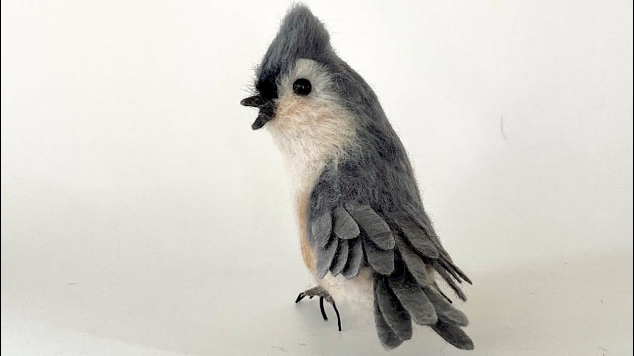 Needle Felted Bird Tutorial part 4 (adding feathers and wool to body