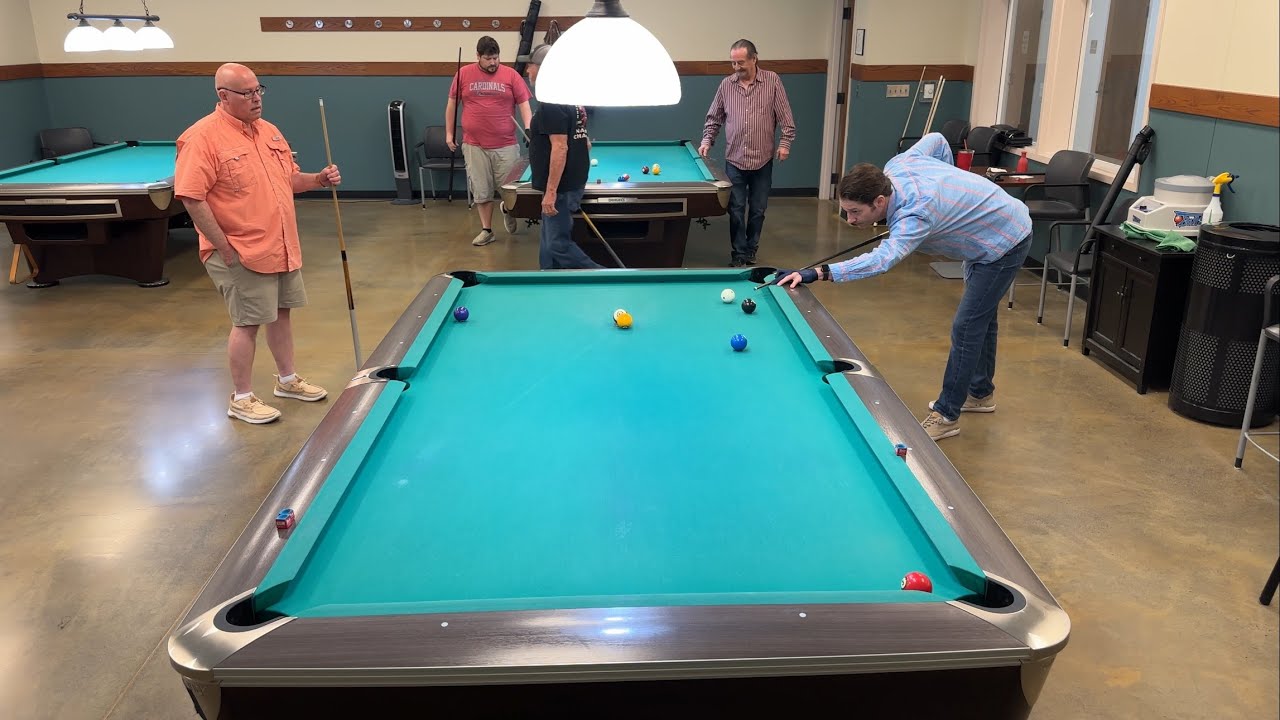 Playing 1 & 15 aka Alabama Eight Ball game rules in the description @ The Senior Center with Tom
