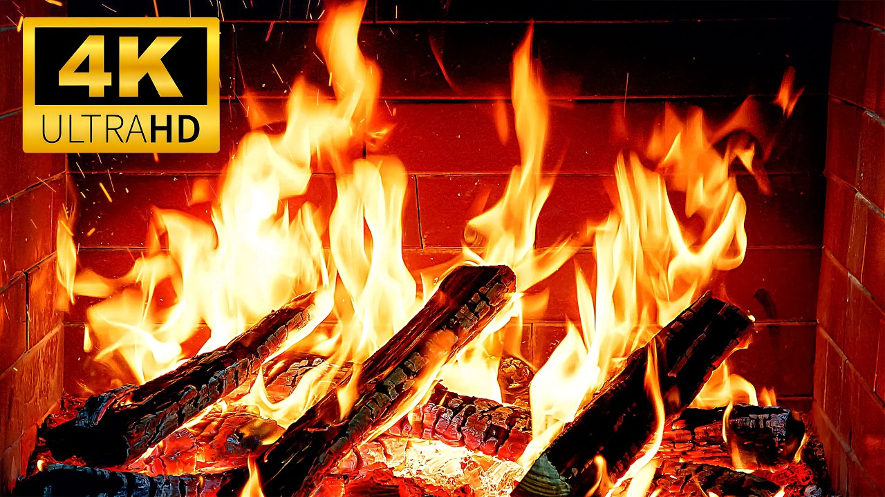 The BEST Fireplace for TV 🔥 Crackling Fireplace with Golden Flames & Fire Sounds | 4K Fireplace
