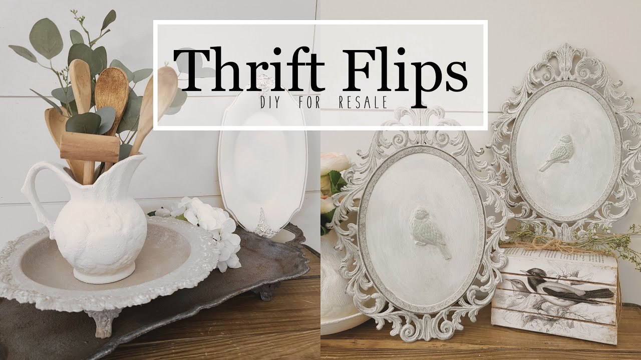 Thrift Flips • Painting Silver • Faux Rust • Faux Cement • White Wax  • Shabby Chic Bird Artwork