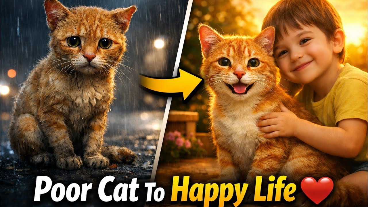 Poor Stray Cat Emotional Story 😿 | From Hungry Street Cat To Happy Life ❤️
