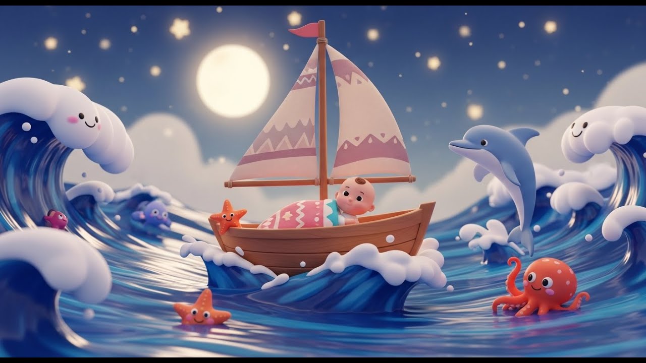 Ocean Waves Lullaby | Calming Bedtime Song for Babies | Soothing Nursery Rhymes for Kids