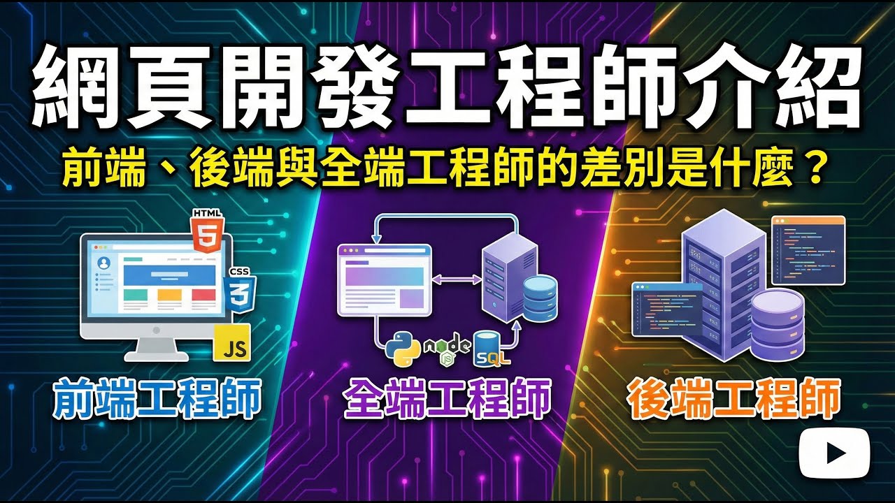 網頁開發工程師介紹：前端、後端與全端工程師的差別是什麼？