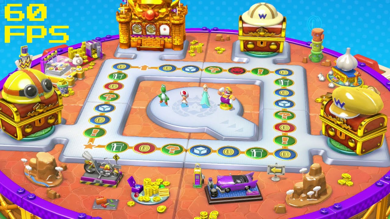 [60 FPS] Wario Board (4P) - amiibo Party - Mario Party 10
