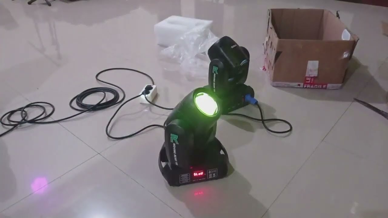Unboxing beam 150 Wat & uji coba - moving head beam prisma + gobo multi color, lampu sorot panggung
