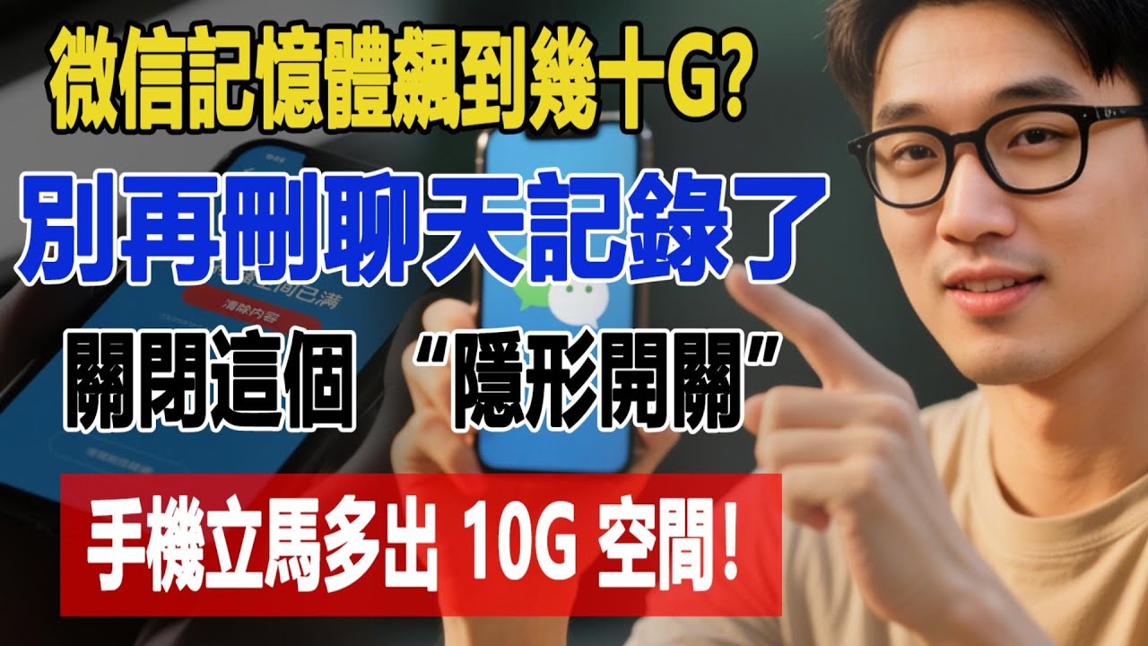 朋友們注意！微信記憶體飆到幾十 G 太卡了？別著急刪聊天記錄，關閉這個 “隱形開關”，手機立馬多出 10G 空間，操作超簡單！