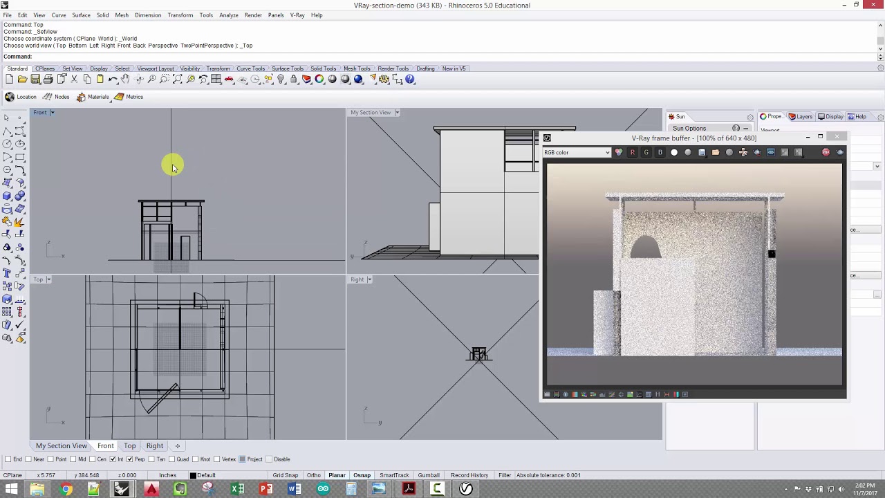 ARCH 201 — визуализация дневного света в Rhino (VRay Clipper / Clipping Plane)