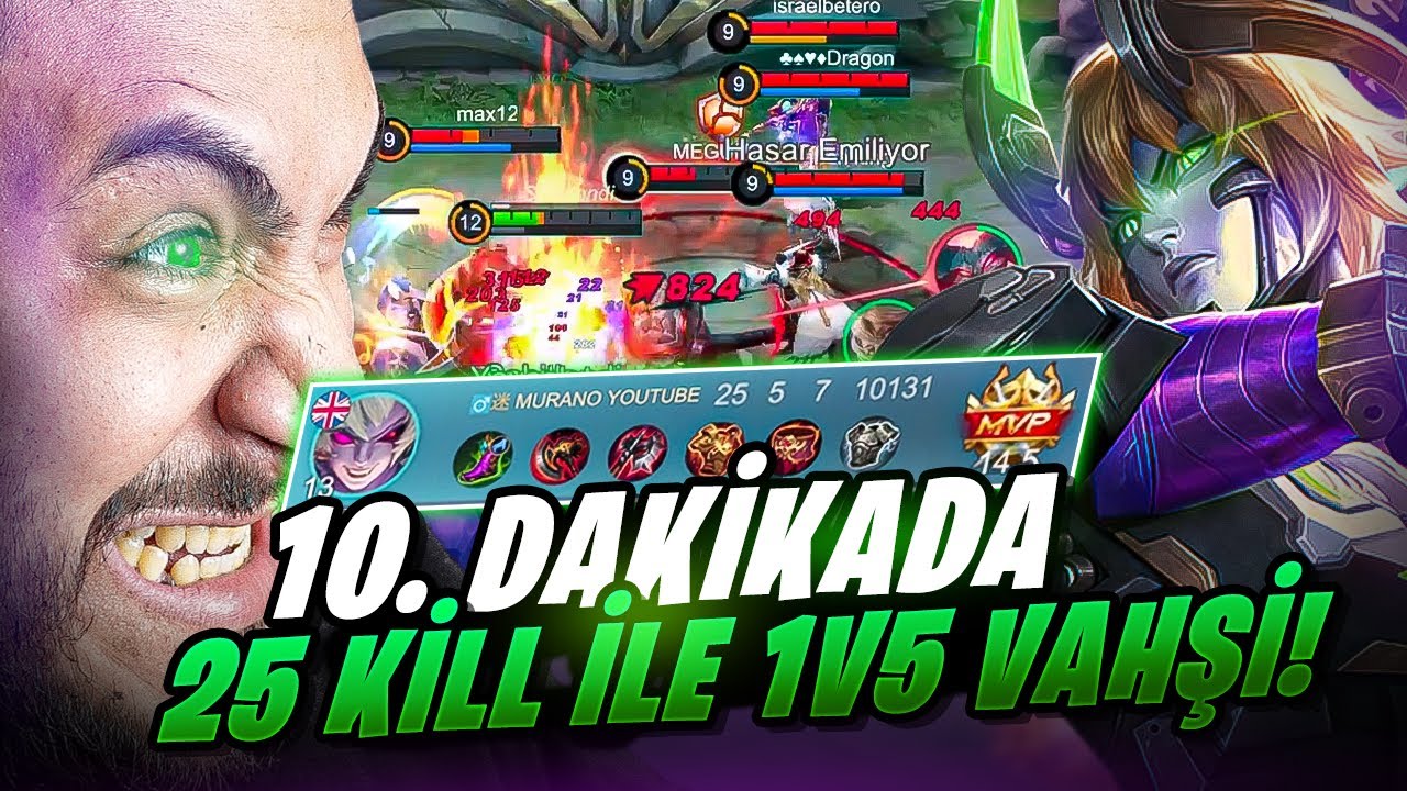 DYRROTH İLE 10. DAKİKADA 25 KİLL İLE 1V5 ATTIM! - Mobile Legends