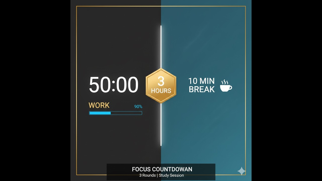 50/10 Deep Work Pomodoro ⏱️ 3 Hour Fokus Session | Study With Me [Focus Musik]