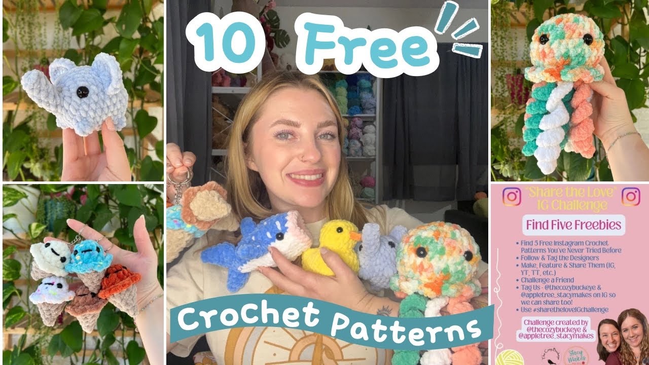 10 FREE Crochet Patterns! 🧶 | Share the Love IG Challenge 💛