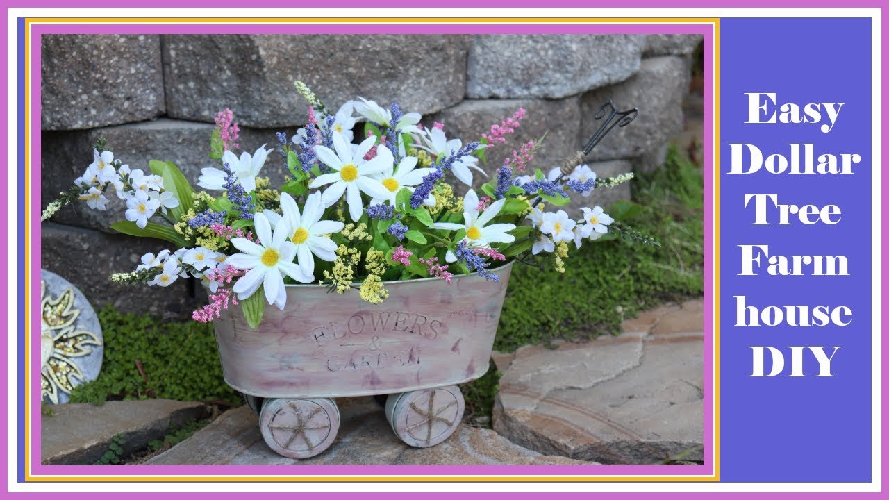 Affordable Easy Farmhouse Wagon / Wheelbarrow Dollar Tree DIY