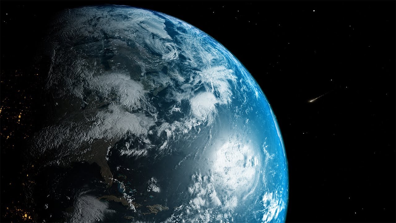 Earth Spinning with Meteors in 4K | 1 Hour with Ambient Music