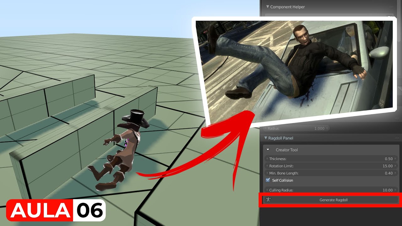 Crie Física RAGDOLL com UM CLIQUE | Aula UPBGE (Blender)
