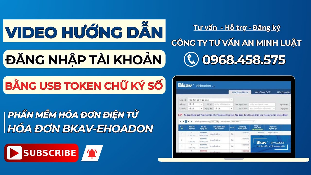 Đăng nhập tài khoản Hóa Đơn Điện Tử BKAV | eHoadon bằng USB TOKEN