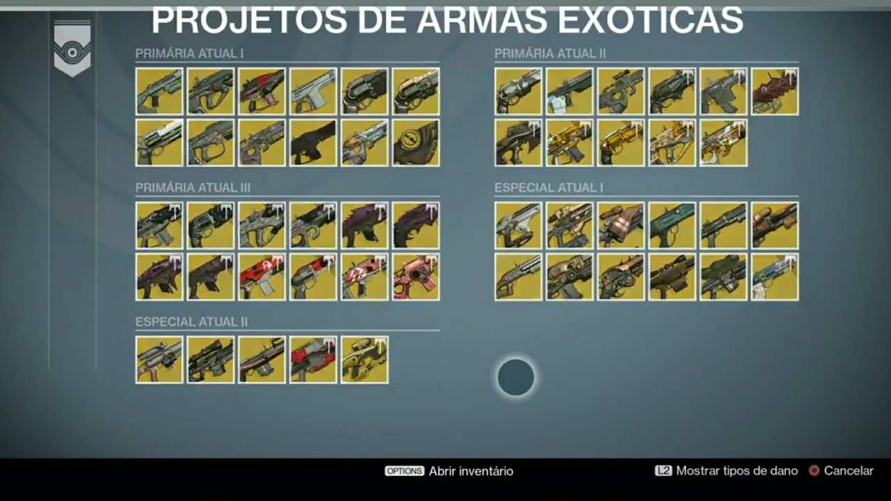 DESTINY - Todas as armas exóticas