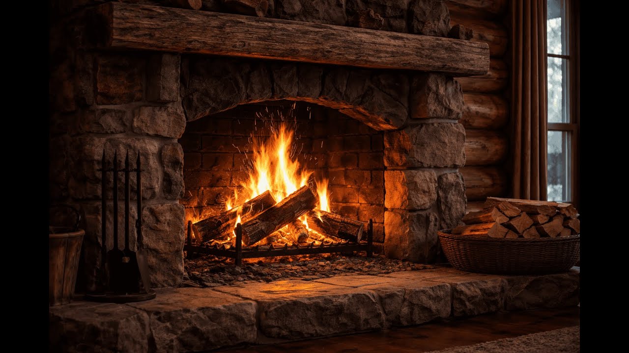 🌙🔥 Wood Crackling in the Fireplace | 1 Hour of Cozy Fire Ambience