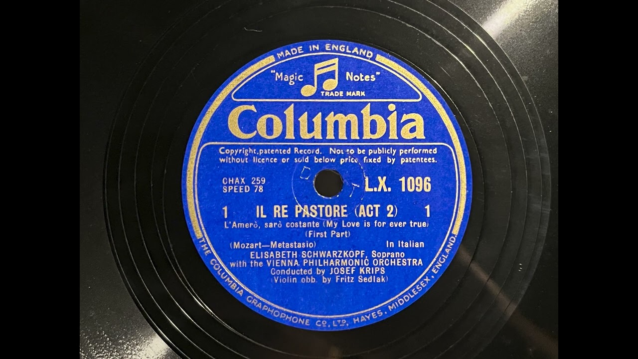 1948 ELISABETH SCHWARZKOPF - L'Amerò, Sarò Costante (My Love Is For Ever True) COLUMBIA 12