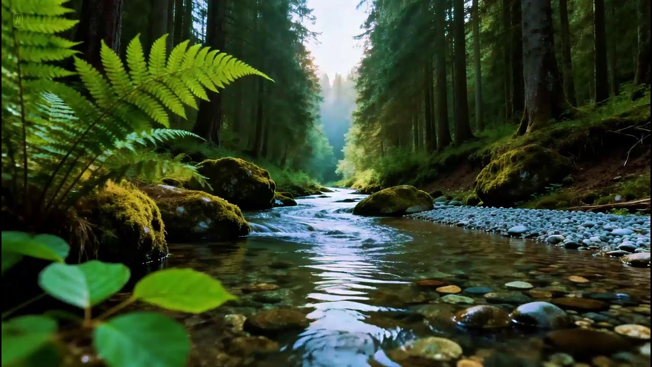 Soothing Forest Ambience | Natural River Flowing Sounds | Gentle Birdsong in the Forest