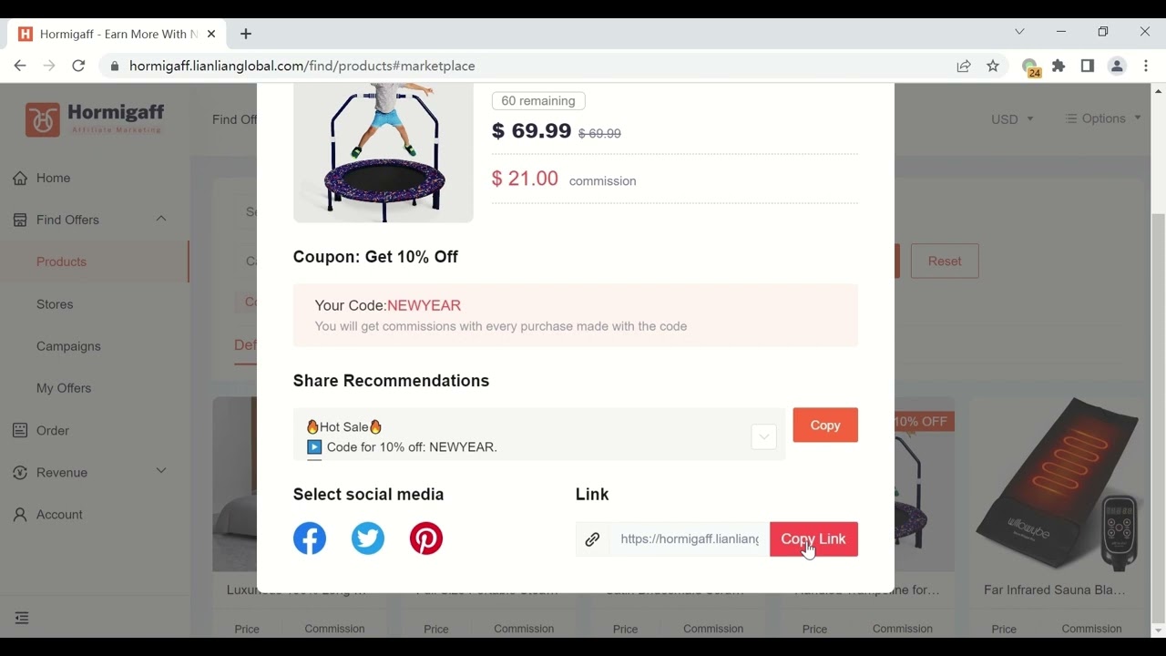 Grab affiliate links